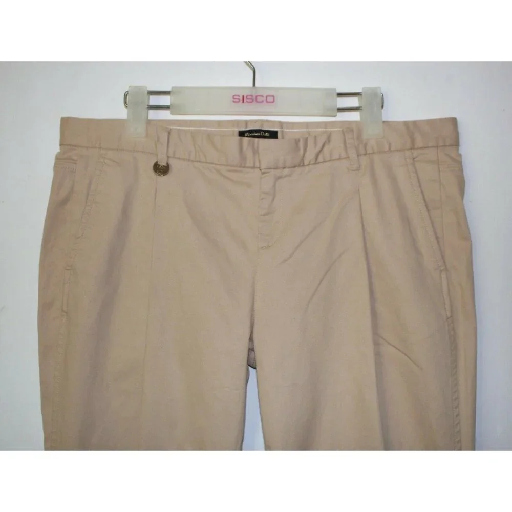Massimo Dutti Tapered Trouser Pants Size 9.5 Beige Mid Rise Stretch - Picture 4 of 10